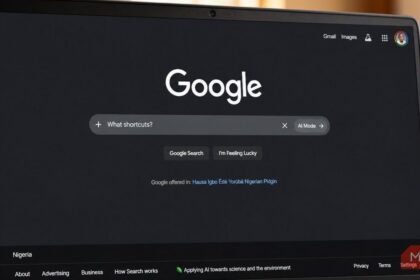 Google homepage with new AI search box and AI Mode button