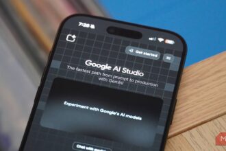 Google AI Studio vibe coding app on smartphone showing AI-assisted code generation