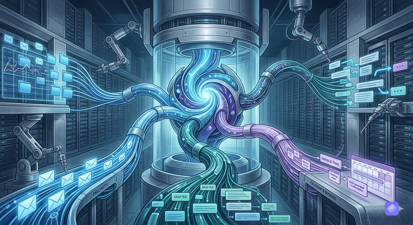 AI-powered email management interface with automated sorting and draft generation