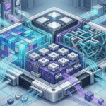 Isometric diagram comparing automation platform architectures with connected modules and data flows