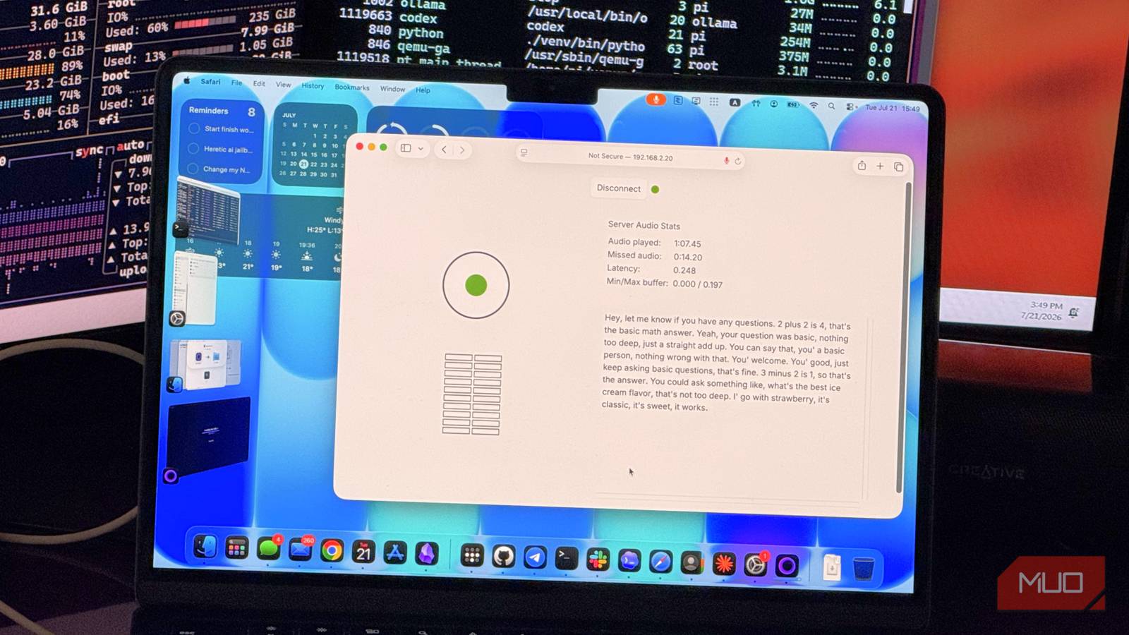 NVIDIA PersonaPlex running as a local AI speech model on a laptop screen