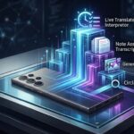 Samsung Galaxy phone displaying AI features menu with call assist, note assist, and photo assist options