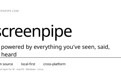 Screenpipe interface showing AI context layer connected to desktop applications