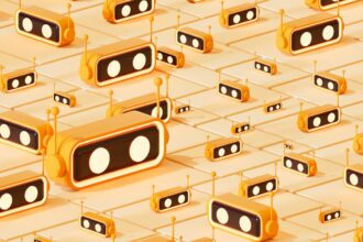 Video library being searched with AI, clips highlighted on screen