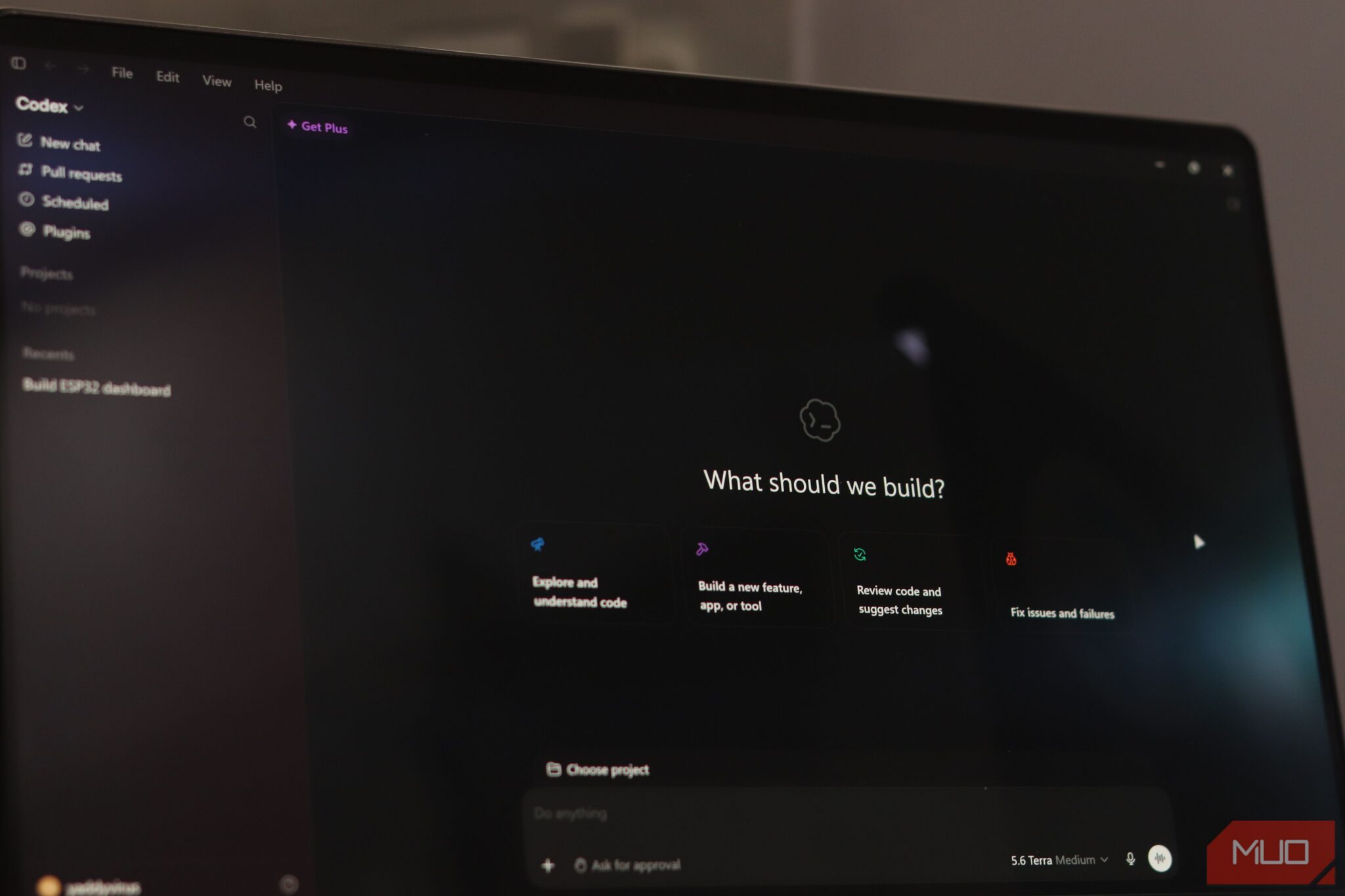 ChatGPT Codex interface running on Windows