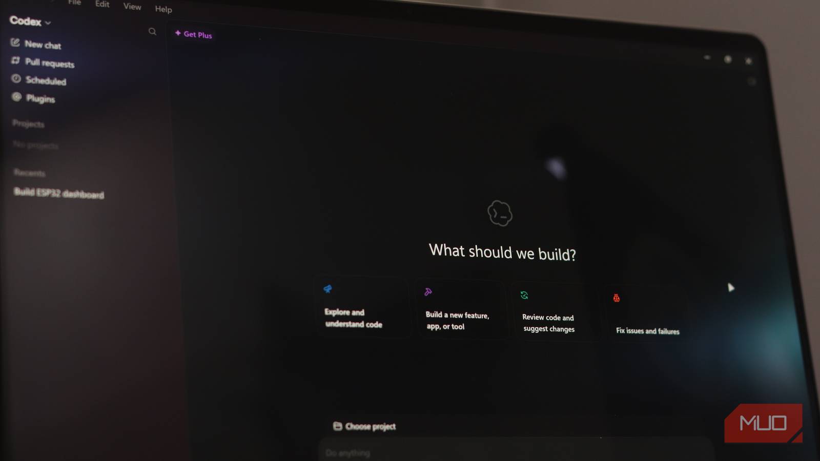 ChatGPT Codex interface showing goals planning feature on a laptop screen