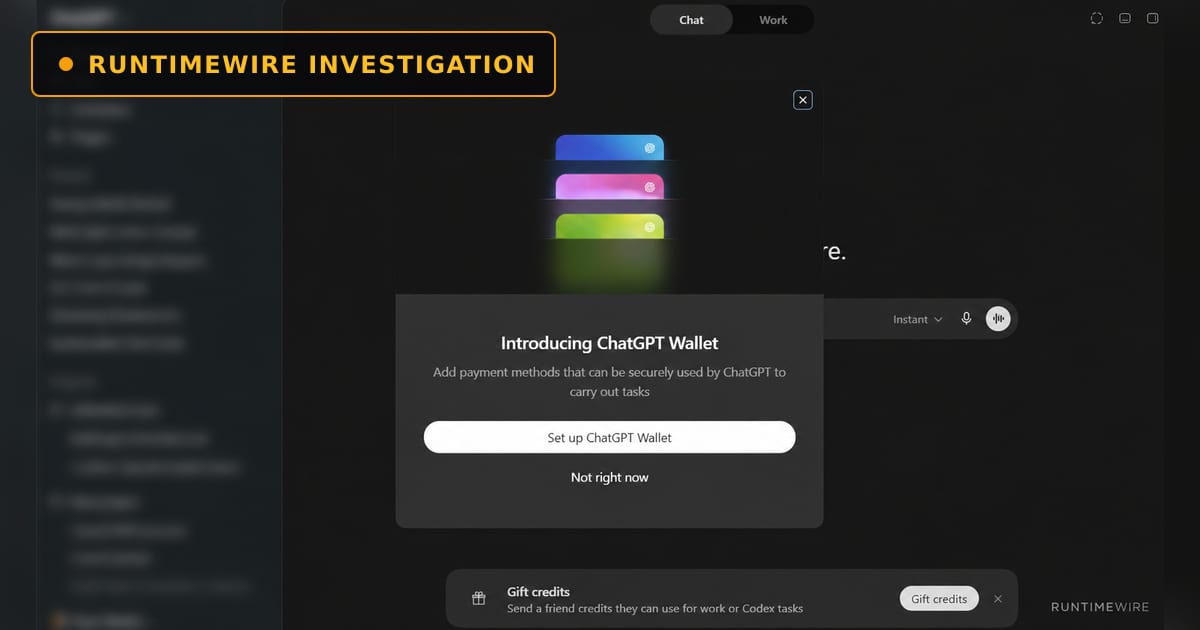 ChatGPT Wallet interface concept showing AI agent payment flow