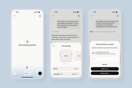 Claude app voice mode and skills connecting to external tools like Gmail