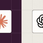 Comparison image showing Claude and ChatGPT AI productivity tools for business