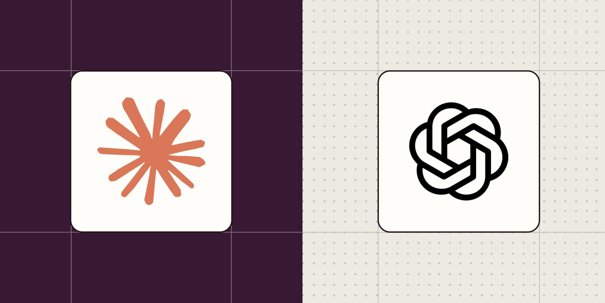 Comparison image showing Claude and ChatGPT AI productivity tools for business