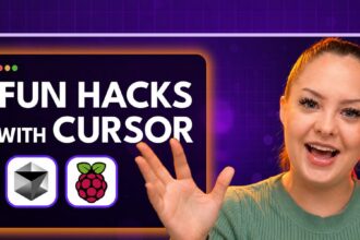 Raspberry Pi with thermal printer and Cursor AI code on screen