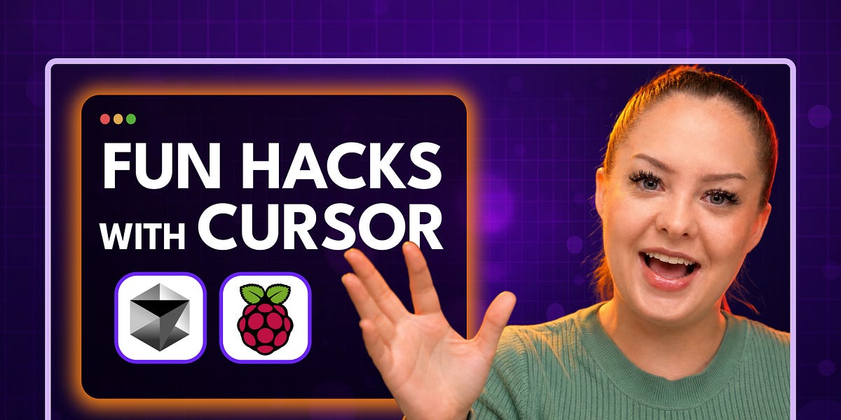 Raspberry Pi with thermal printer and Cursor AI code on screen