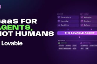Lovable app builder interface with AI-generated code on a laptop