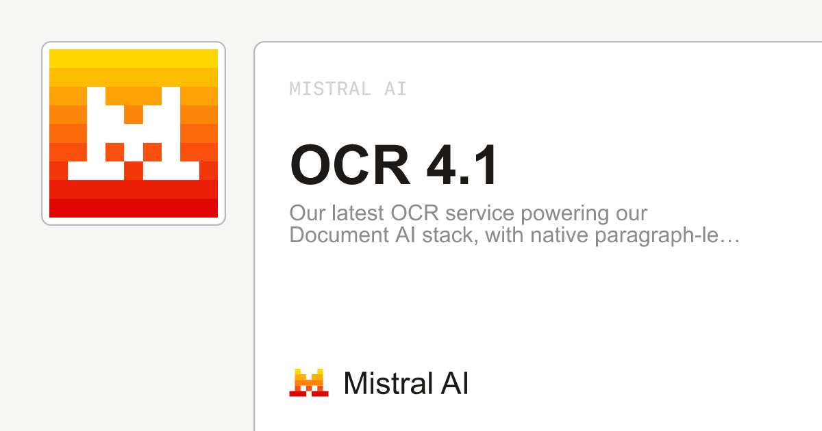Mistral OCR 4.1 document AI interface showing text extraction