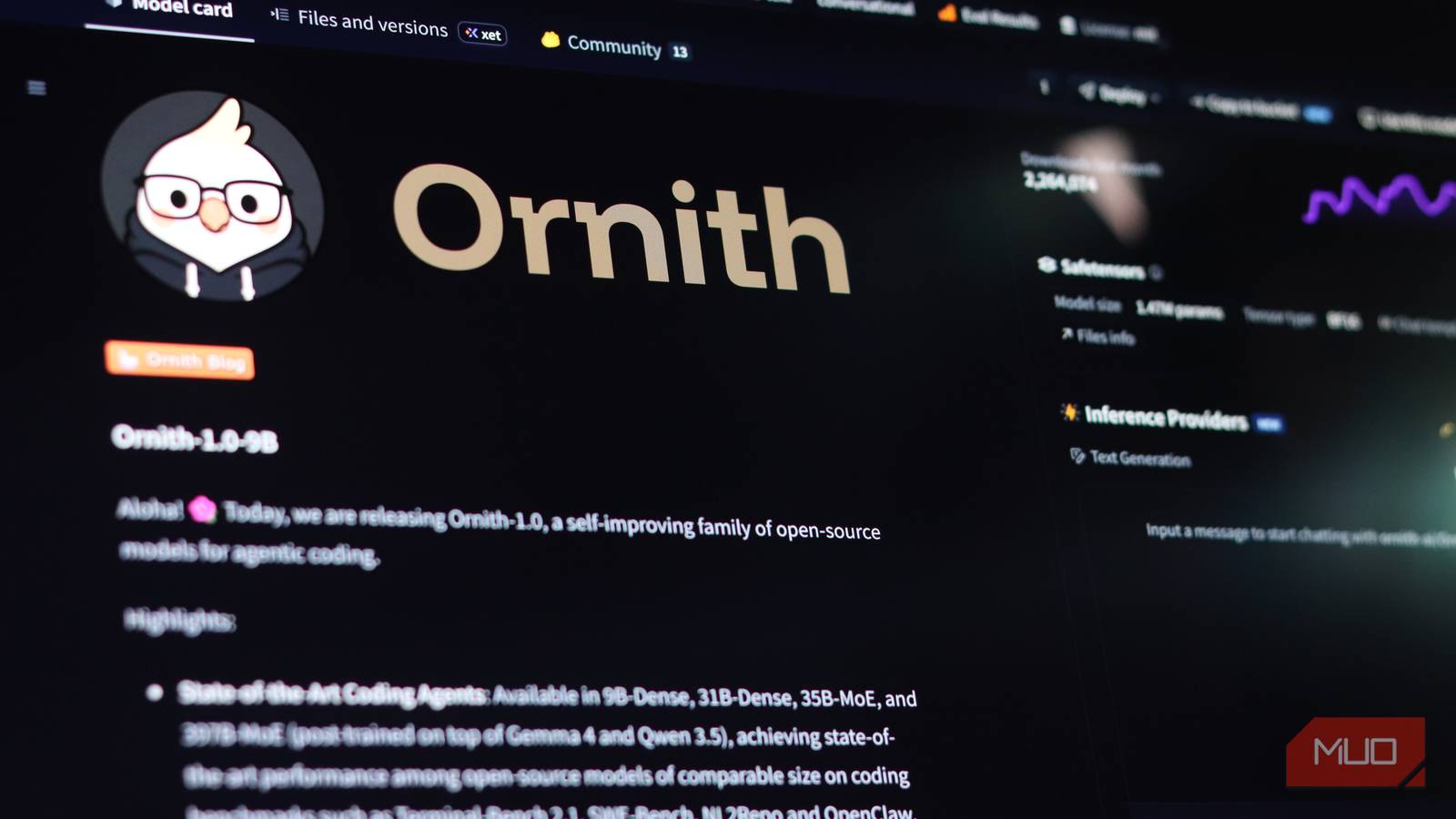 Ornith 9B local vision LLM running on laptop