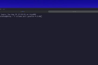 Terminal window running ollama pull command to download a local LLM model on a laptop
