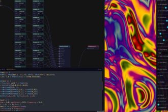 Rotating 3D cube with glowing colors rendered in a web browser with Three.js