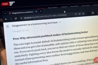 Claude AI chat interface showing a brainstorming conversation