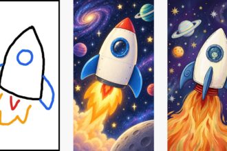 Side-by-side AI image test results showing food, sketch art, and a cabin scene from two chatbots