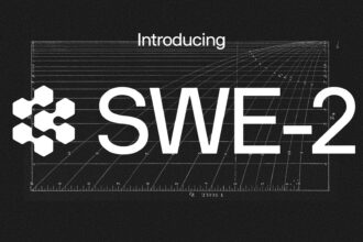 Cognition SWE-2 announcement artwork with benchmark performance visuals