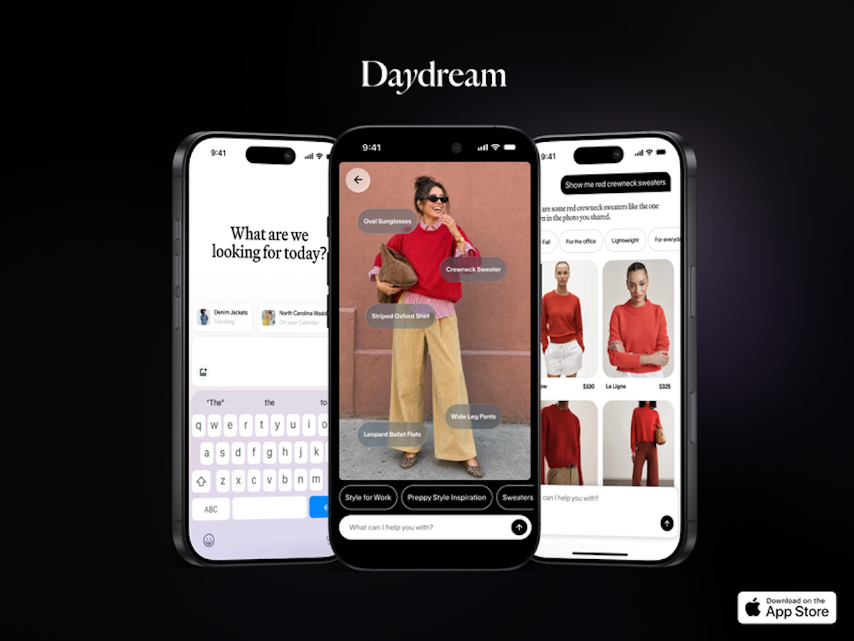 Daydream fashion app on a phone finding shoppable matches from an outfit photo
