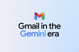 Gmail entering the Gemini era, shown with AI Overview summaries on a laptop screen