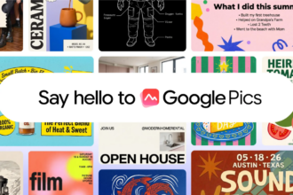 Google Pics AI design tool interface showing a generated poster