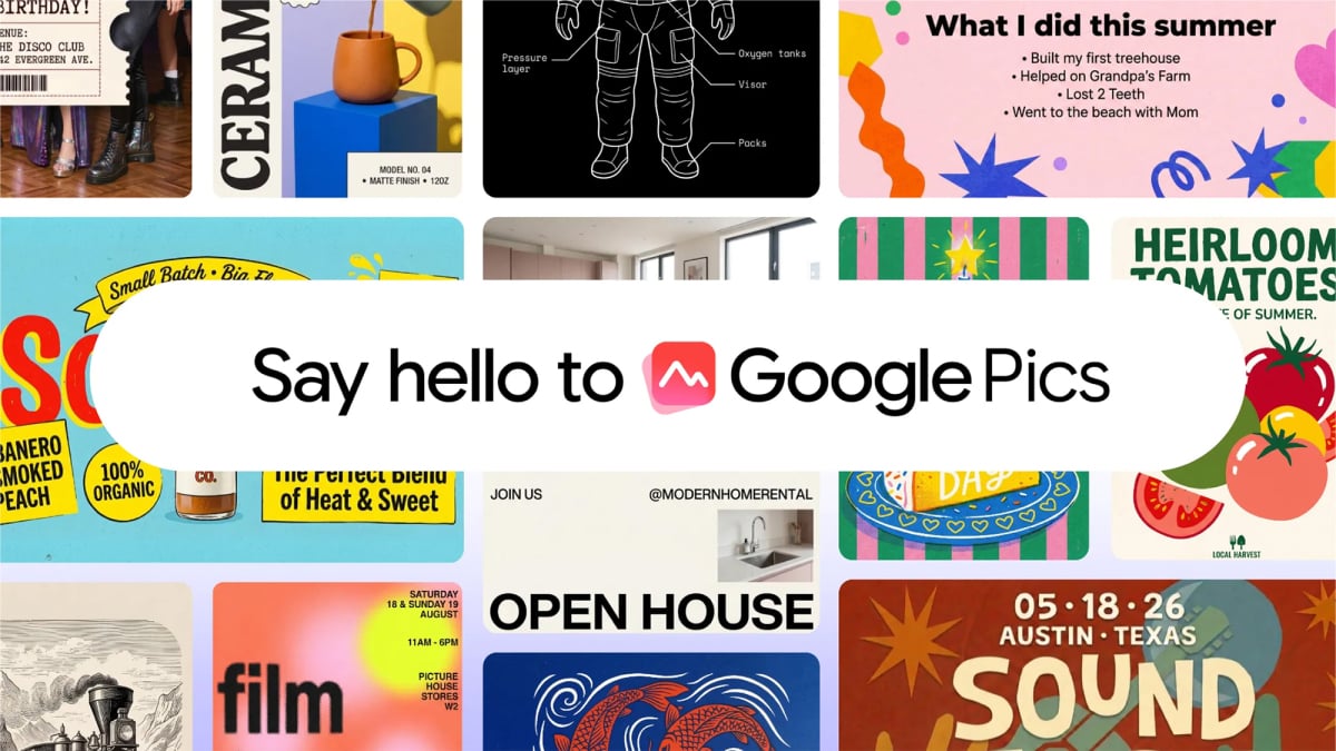 The Google Pics image editing interface inside Google Workspace