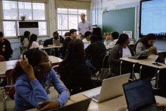 Students at a New York City public school classroom