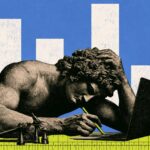 Notebook with handwritten test scores beside a laptop running an AI chatbot