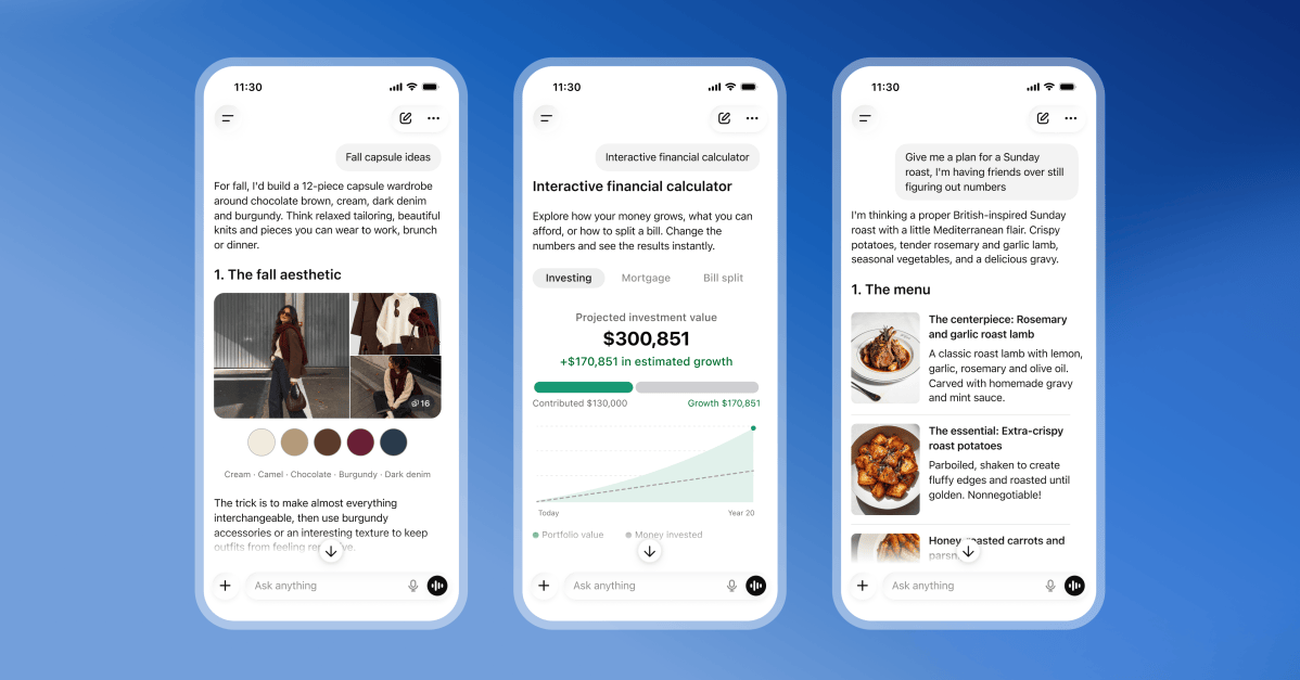 ChatGPT answering with an interactive diagram and tappable buttons
