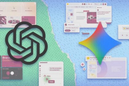 The ChatGPT Slides tool building a presentation next to Google Slides with Gemini