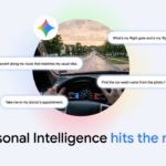 Car dashboard screen showing the Gemini assistant answering a driver question