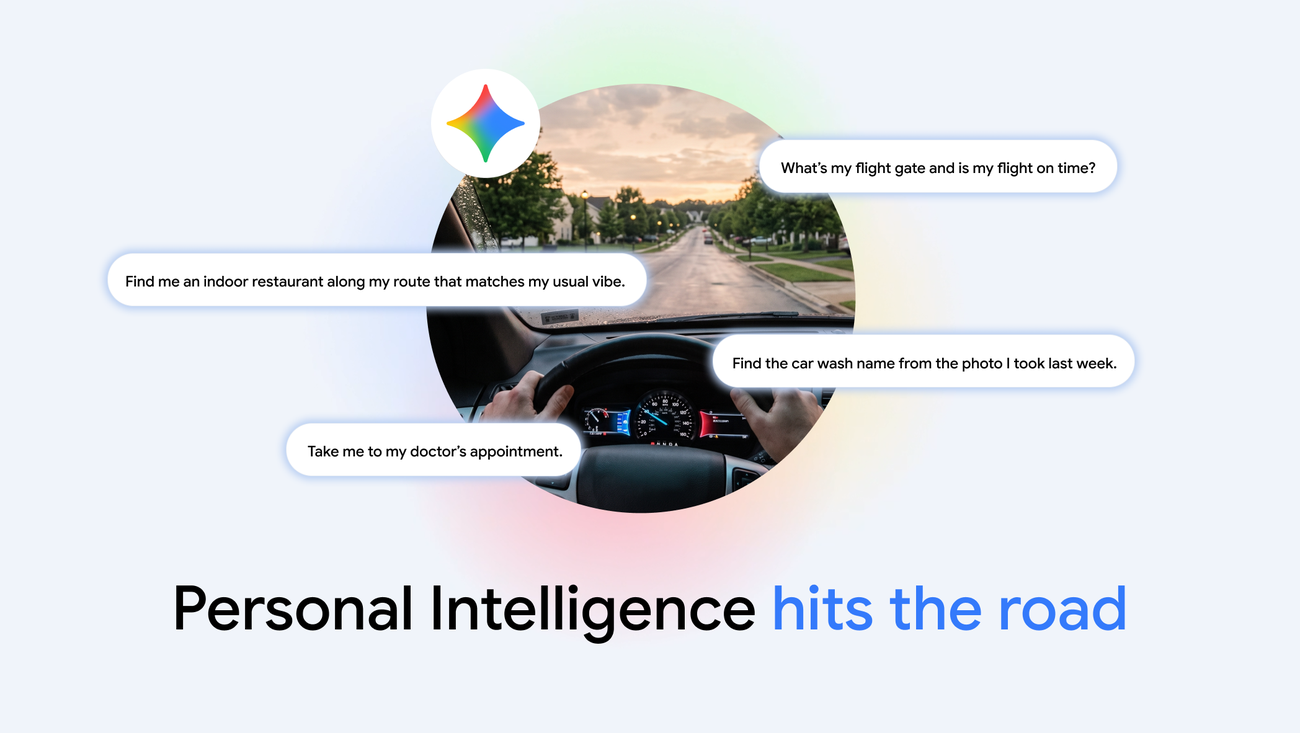 Car dashboard screen showing the Gemini assistant answering a driver question
