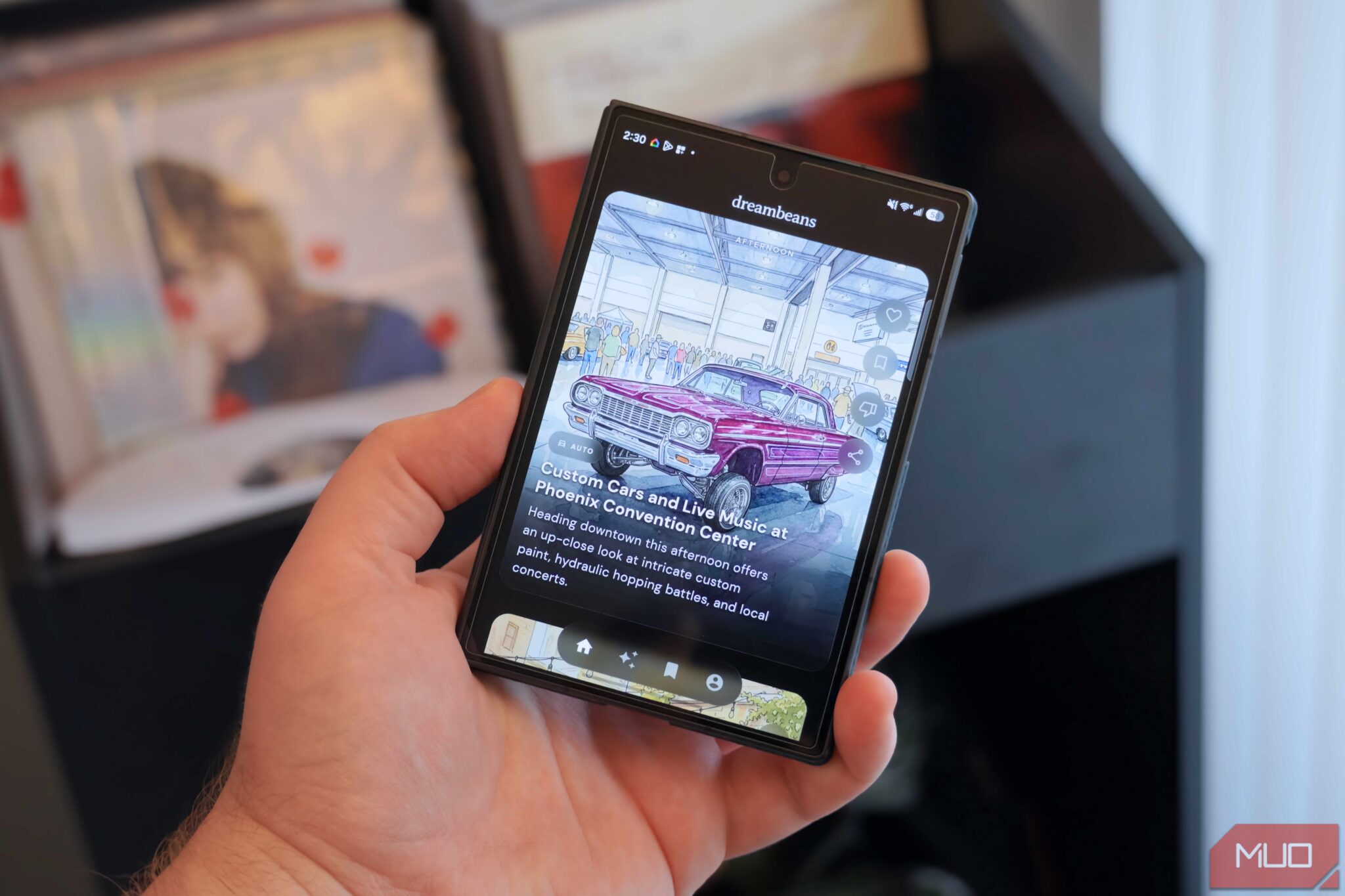 Illustration of the Google Dreambeans app interface showing AI-generated personal story cards