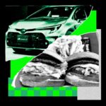 Engineers running an AI driving experiment with a laptop inside a Toyota Corolla
