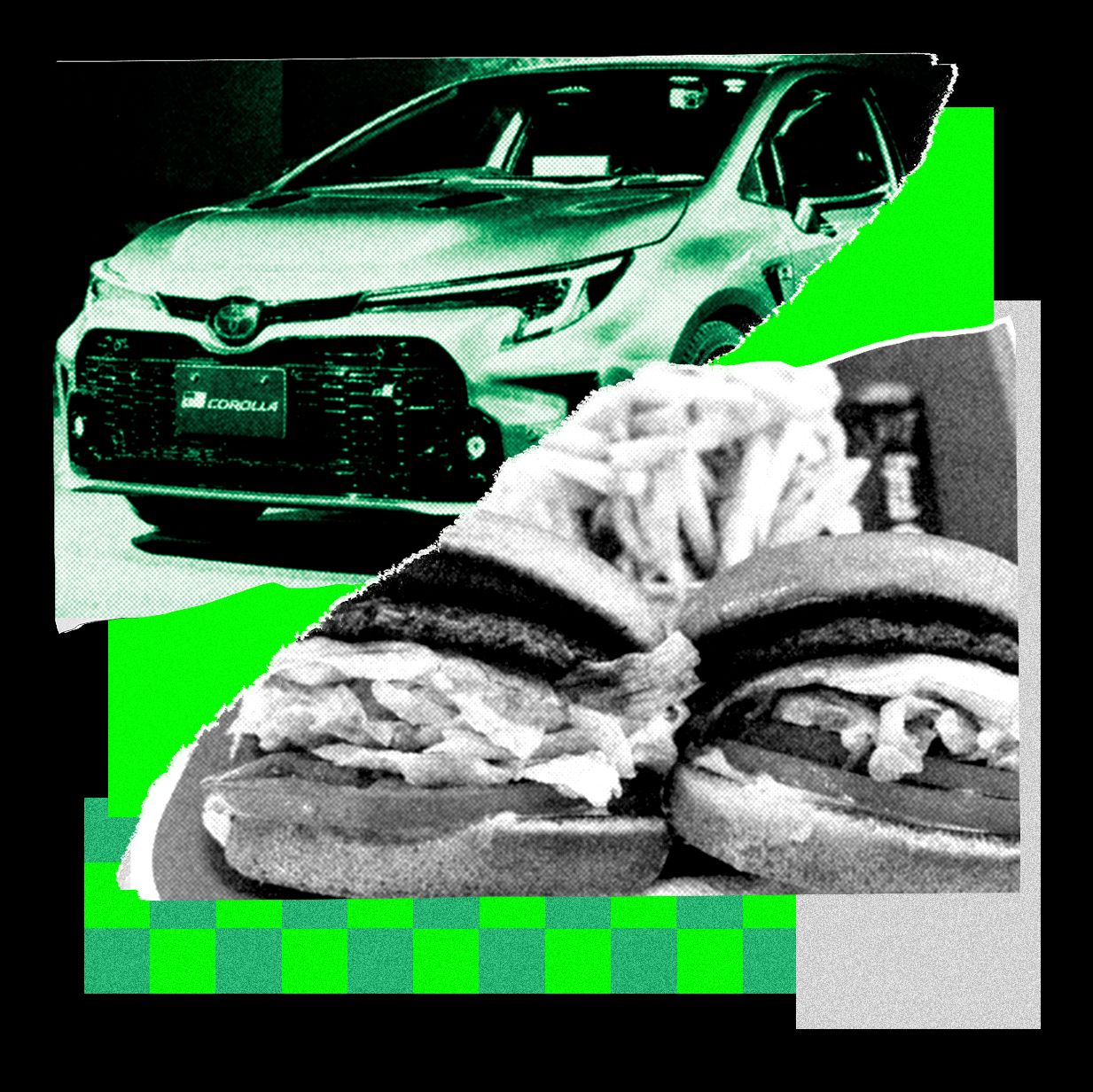 Engineers running an AI driving experiment with a laptop inside a Toyota Corolla