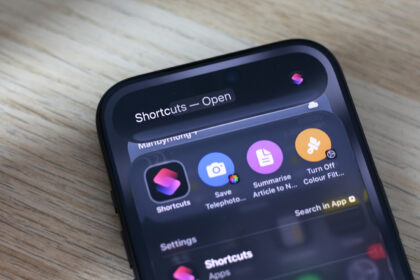 iPhone showing the Shortcuts app with a custom automation ready to run