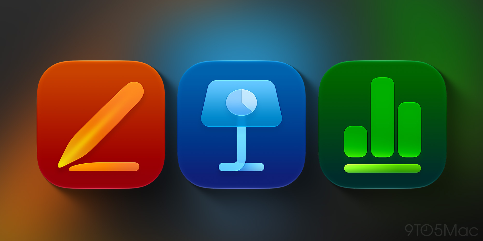 Pages, Numbers and Keynote apps on an Apple device screen
