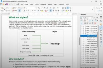 LibreOffice Writer document open on a laptop screen with the free office suite interface