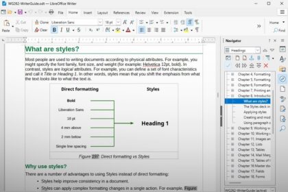 LibreOffice Writer document open on a laptop screen with the free office suite interface