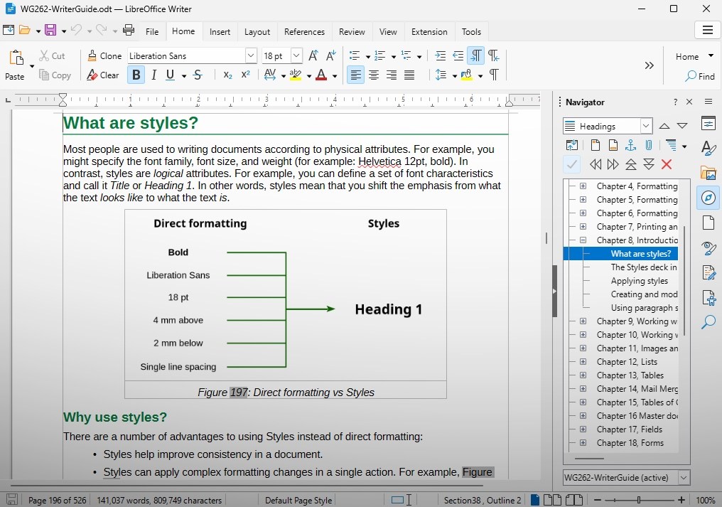 LibreOffice Writer document open on a laptop screen with the free office suite interface