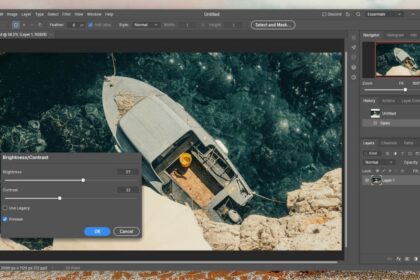 PhotoCraft image editor interface with layers panel open on a laptop screen