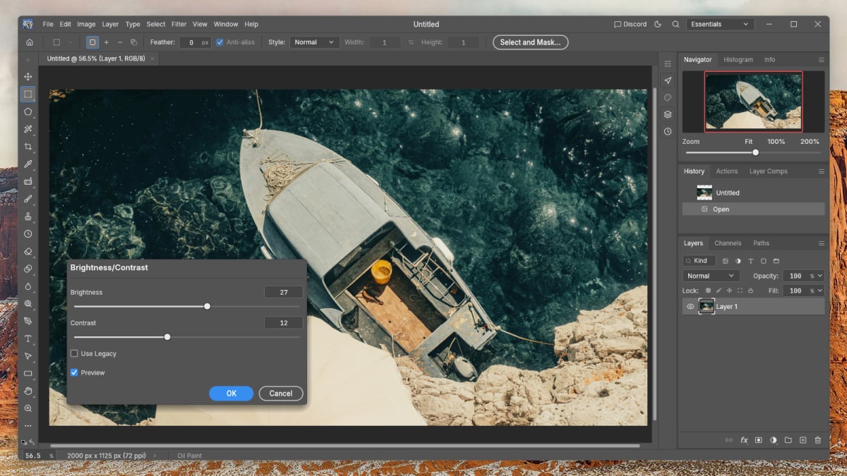 PhotoCraft image editor interface with layers panel open on a laptop screen
