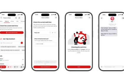 Yelp app Check for Me feature where an AI voice agent calls a restaurant for wait times